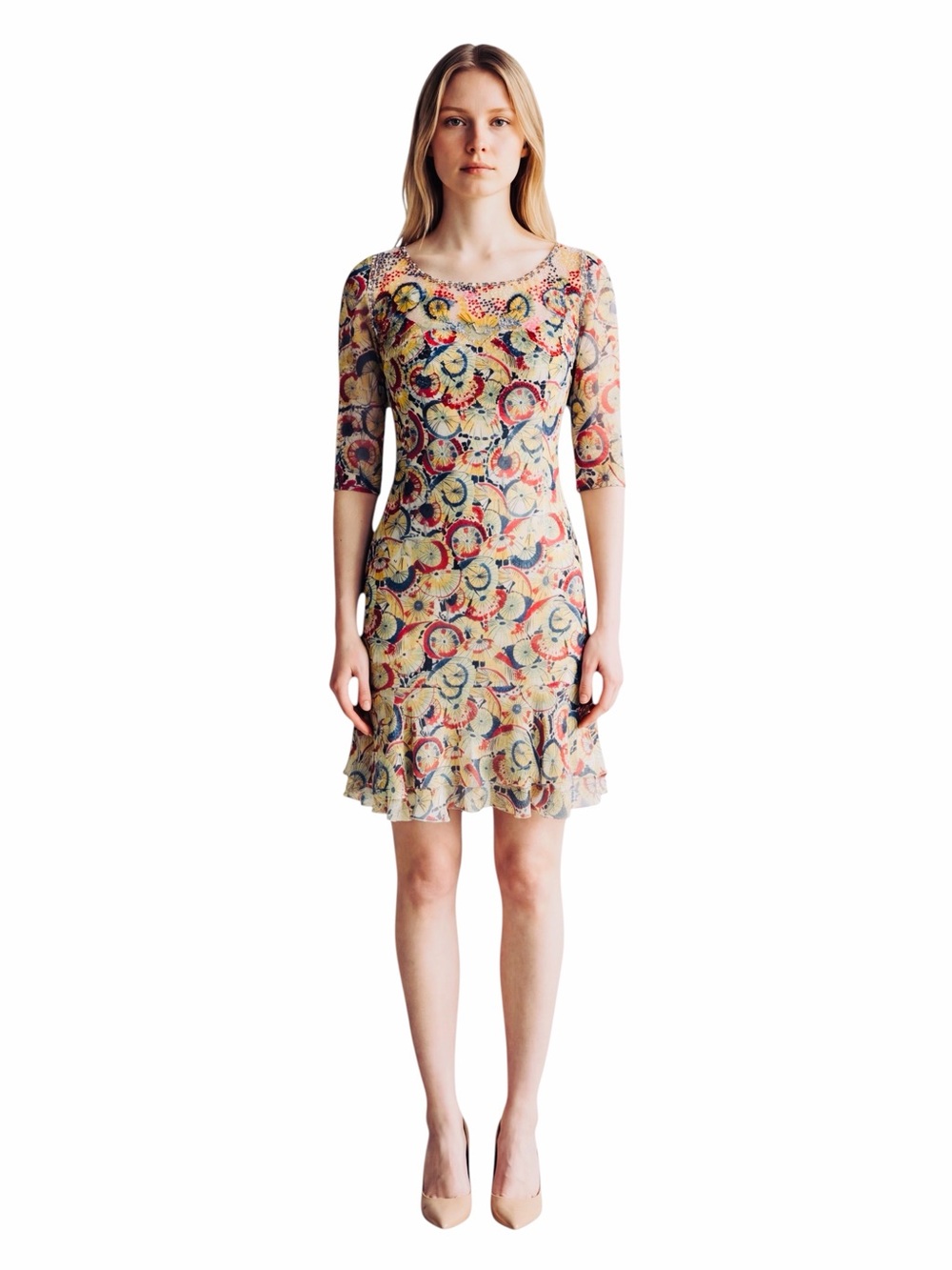 CAROLINA HERRERA SILK
SEQUINED DRESS. Size 2.